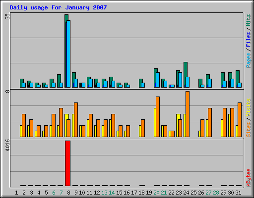 Daily usage for January 2007