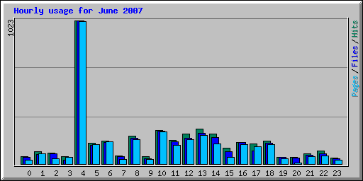 Hourly usage for June 2007